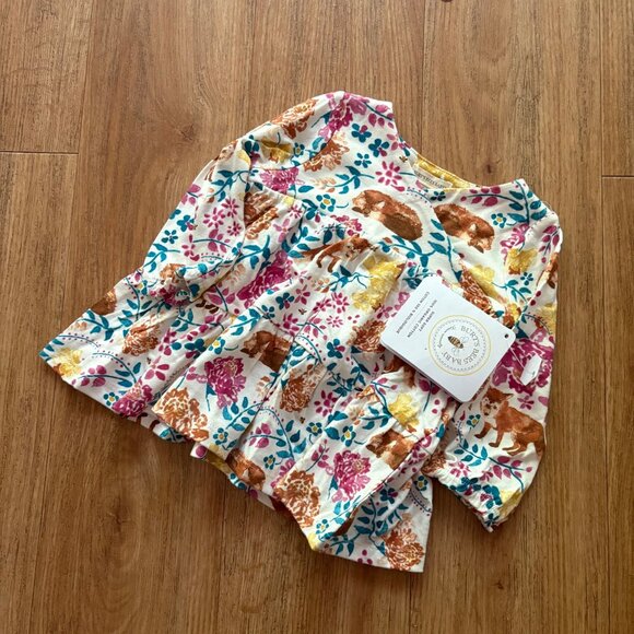 Burt’s Bees Half Sleeve Tunic Dress Floral Wolf NWT 1 Piece Sz 3-6 M - Picture 1 of 5